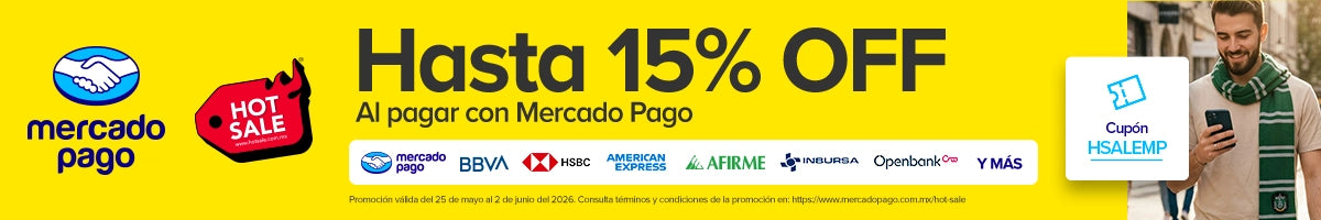 Hasta 15% OFF al pagara con Mercado Pago. Código: HSALEMP