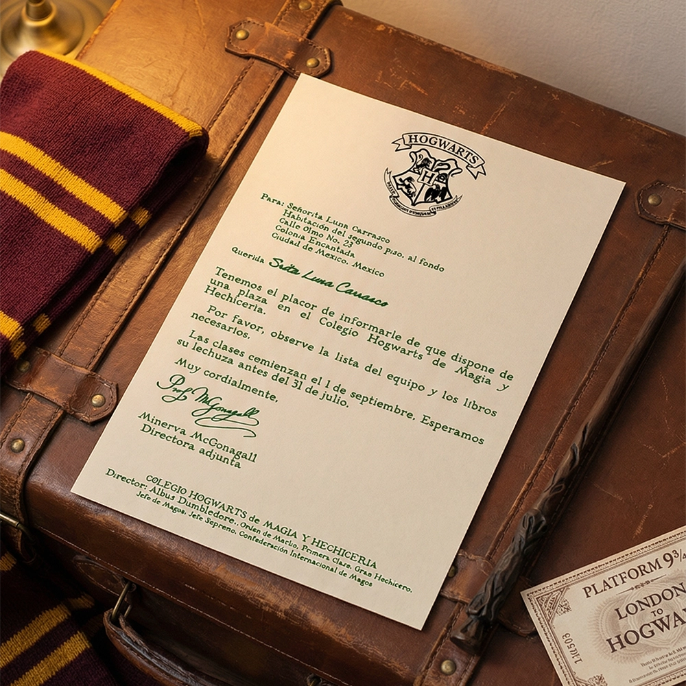 Carta Hogwarts Personalizable